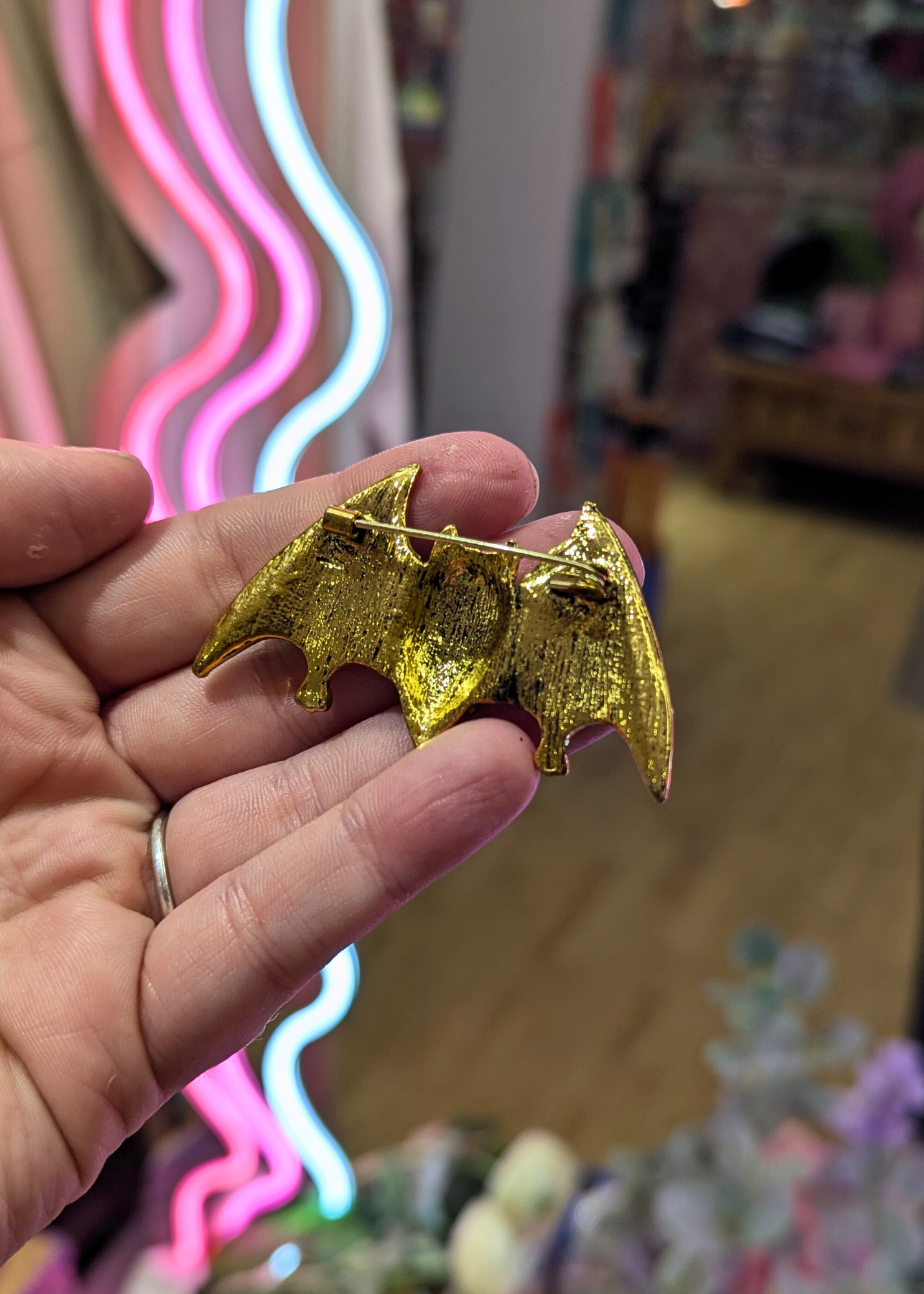 The Edit - Bejeweled Gold Bat Brooch