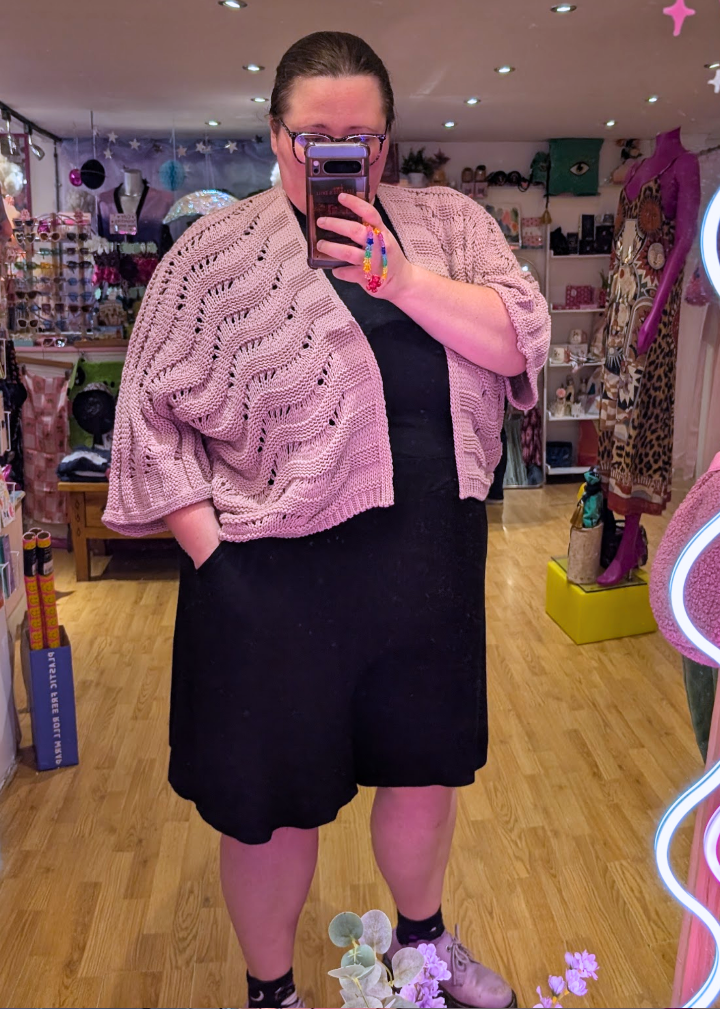 The Edit - Dusky Pink Wavy Knit Relaxed Cardigan