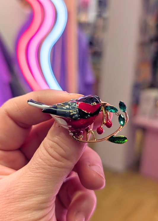 The Edit - Berry Thief Bird Brooch