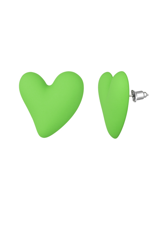 The Edit -  Green 3D Love Heart Earrings