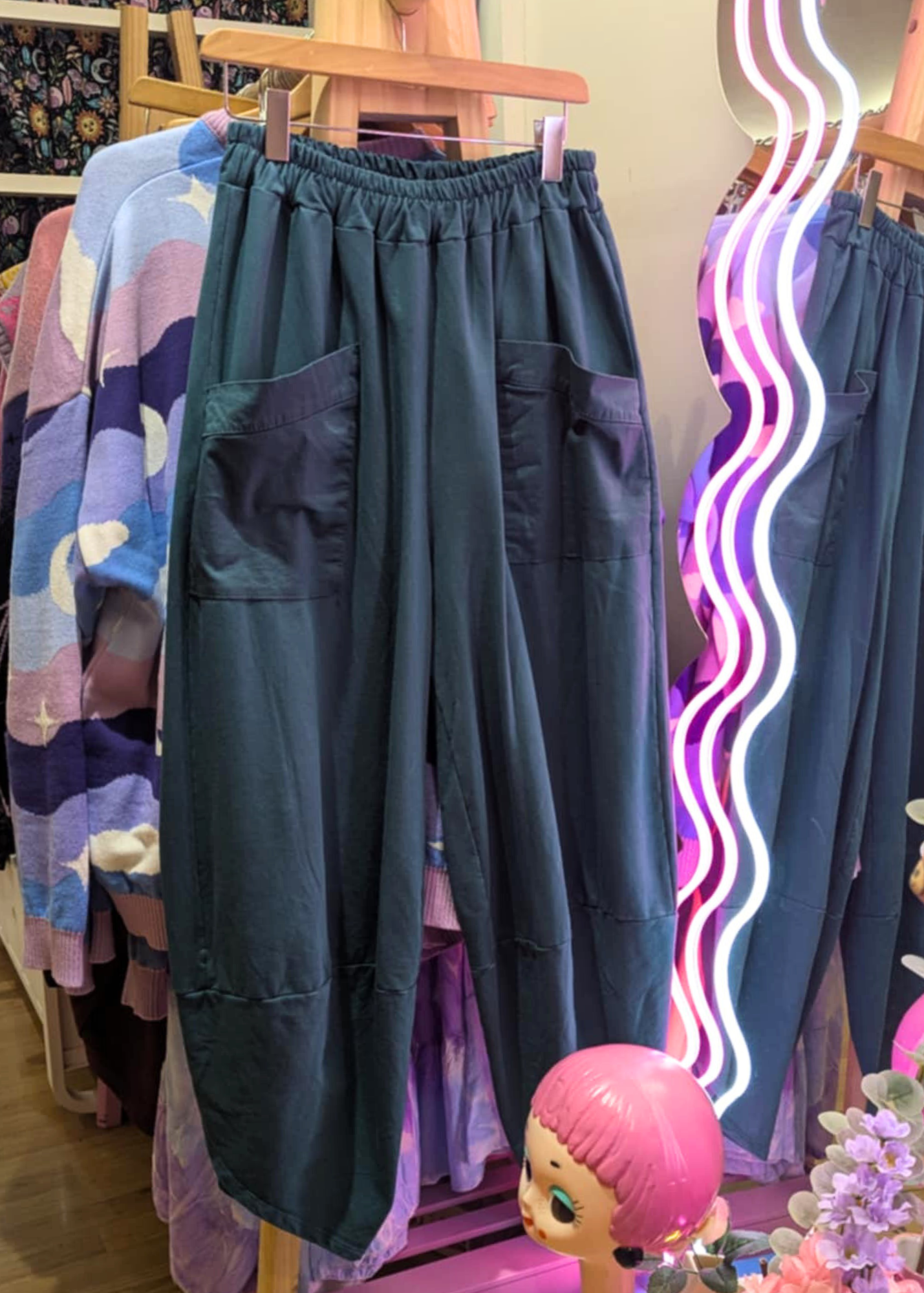 The Edit - Teal Cropped Cocoon Trousers