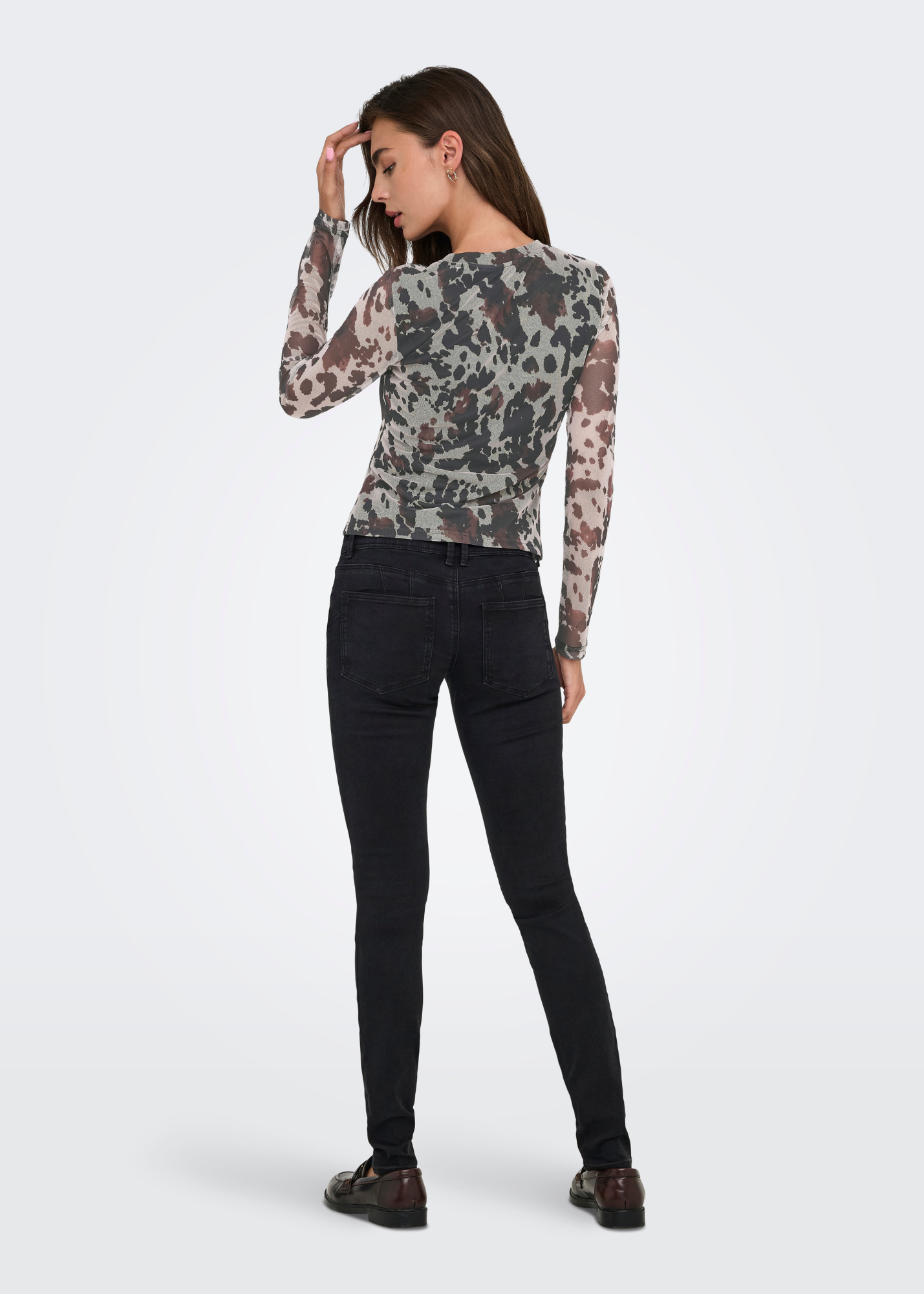 Only - Brown Cow Print Mesh Top