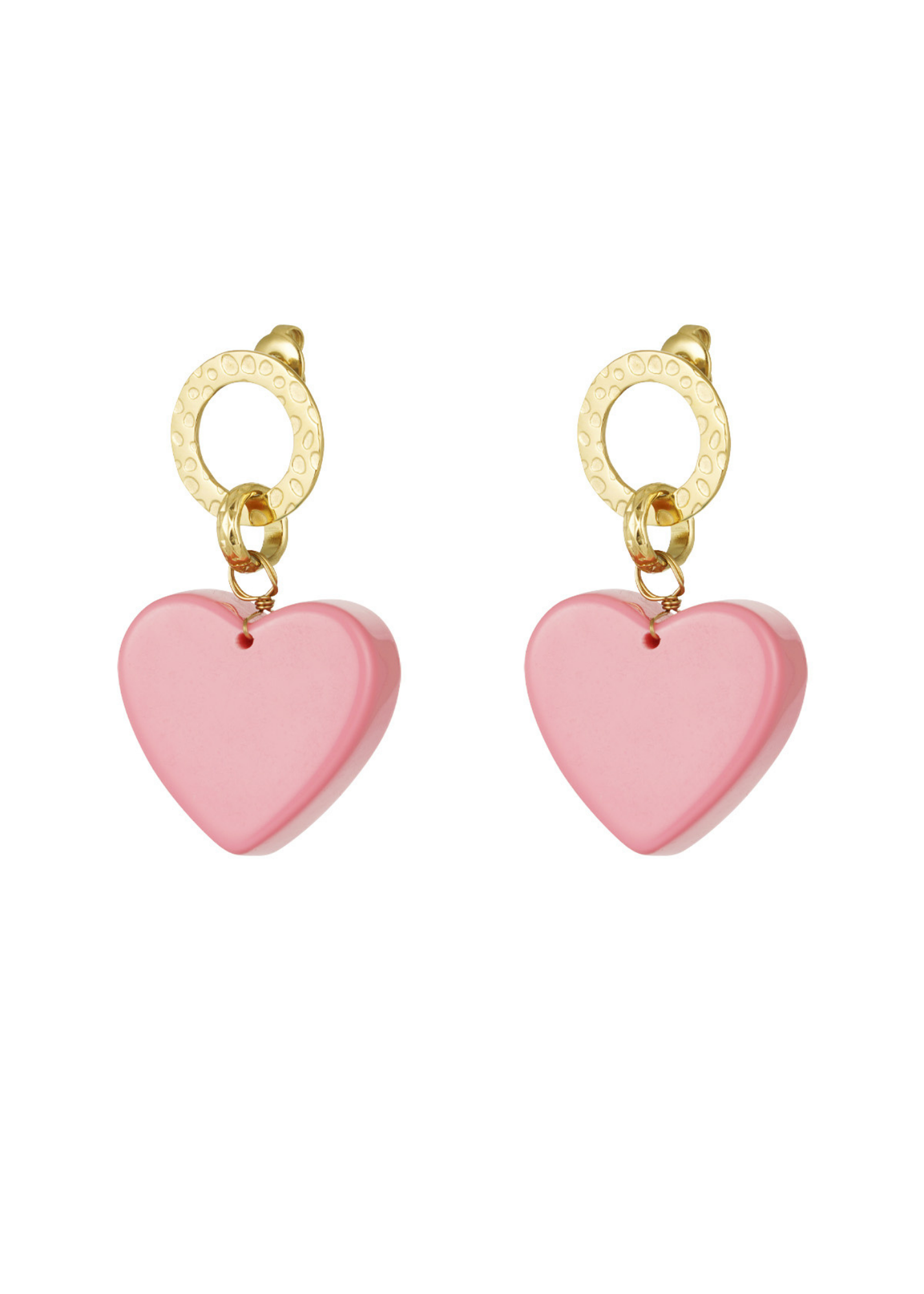 The Edit - Pink Heart Block Earrings