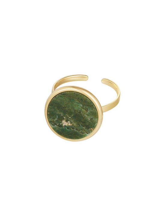 The Edit - Small Round Green Stone Ring