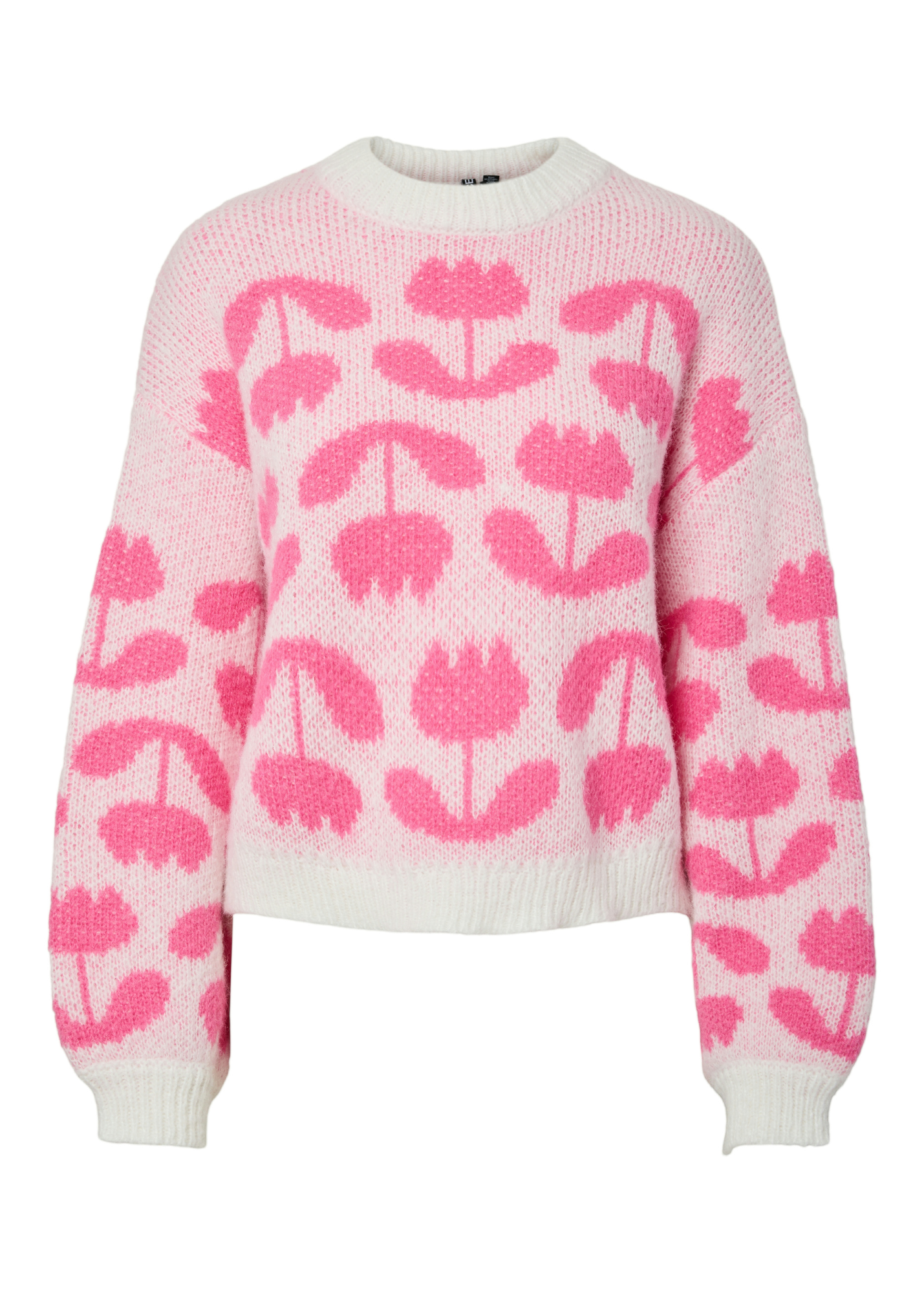 Pieces - Pink Flowers Jacquard Knit Jumper