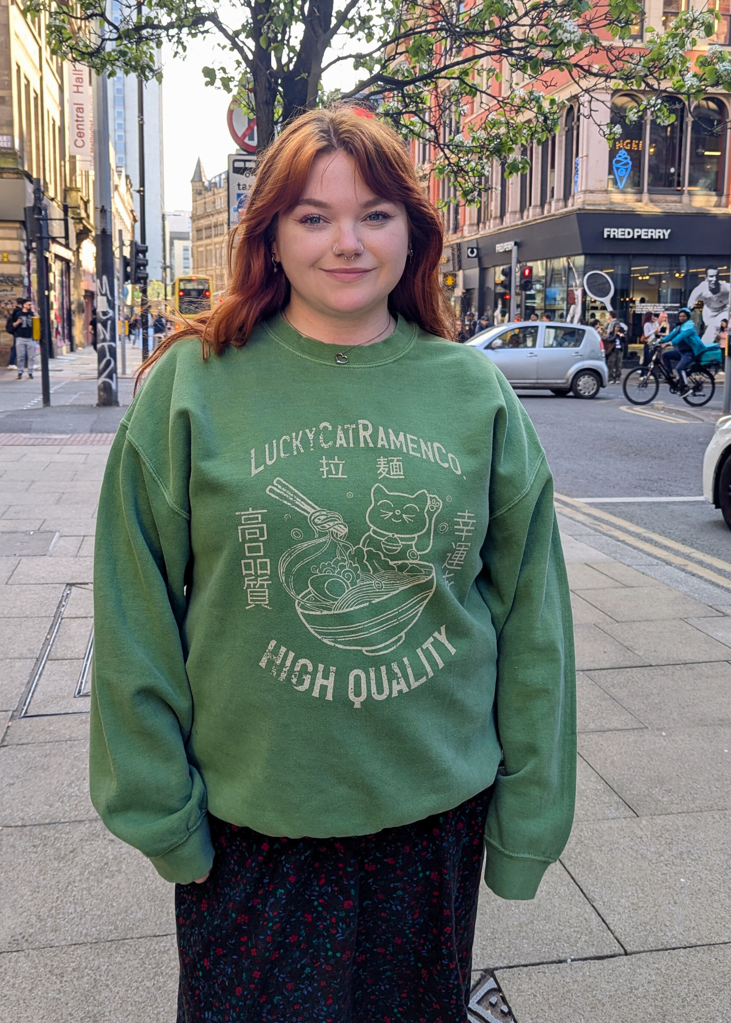 Daisy Street - Green Lucky Cat Ramen Noodles Sweater
