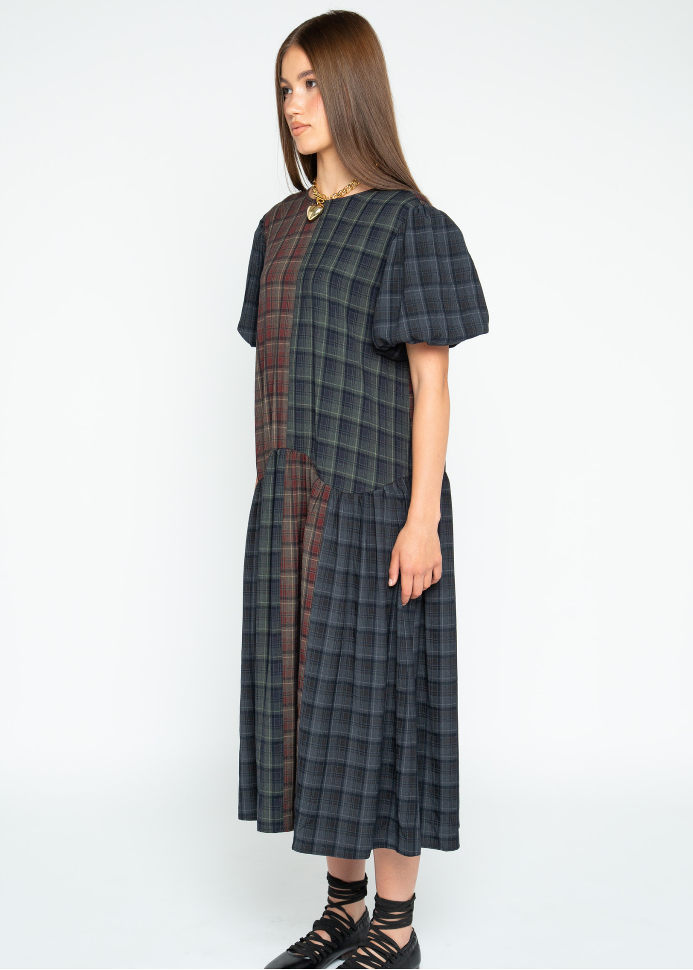 Daisy Street - Heath Mixed Check Midaxi Dress