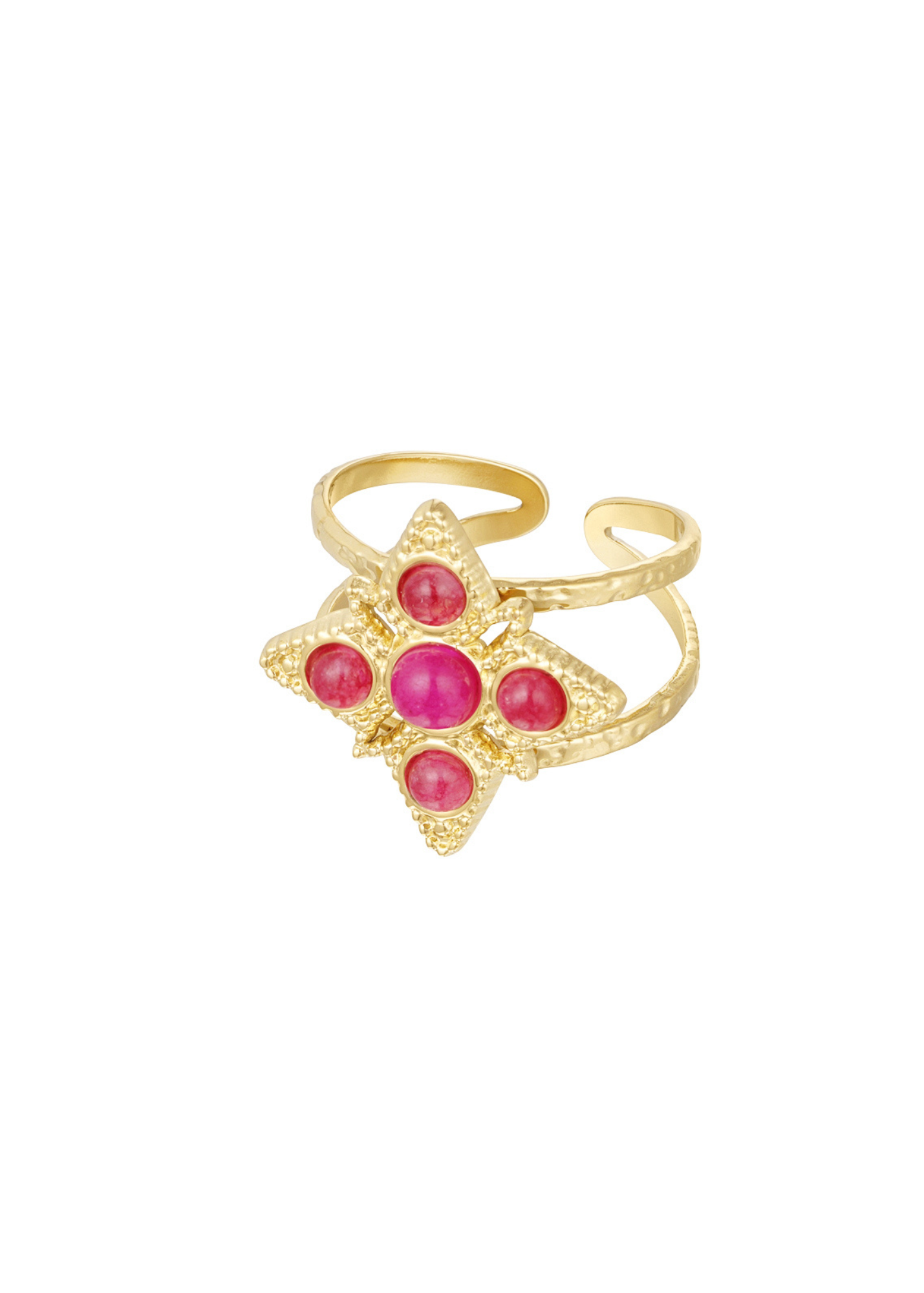 The Edit - Magenta Stone Star Ring