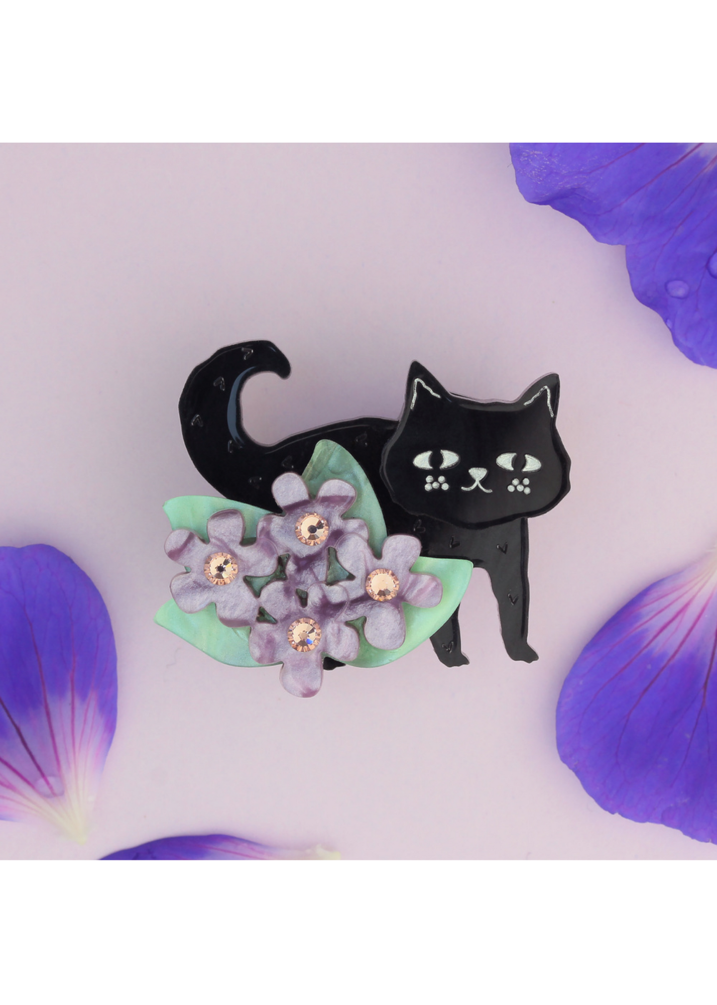 Little Moose - Black Doodle Cat Brooch