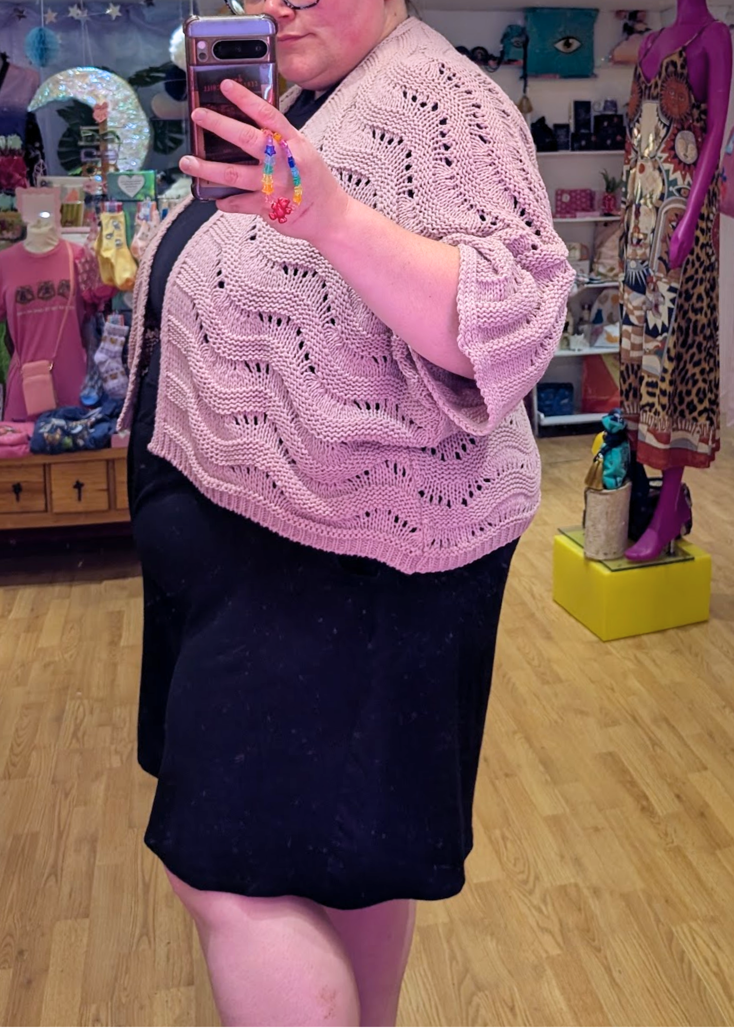 The Edit - Dusky Pink Wavy Knit Relaxed Cardigan