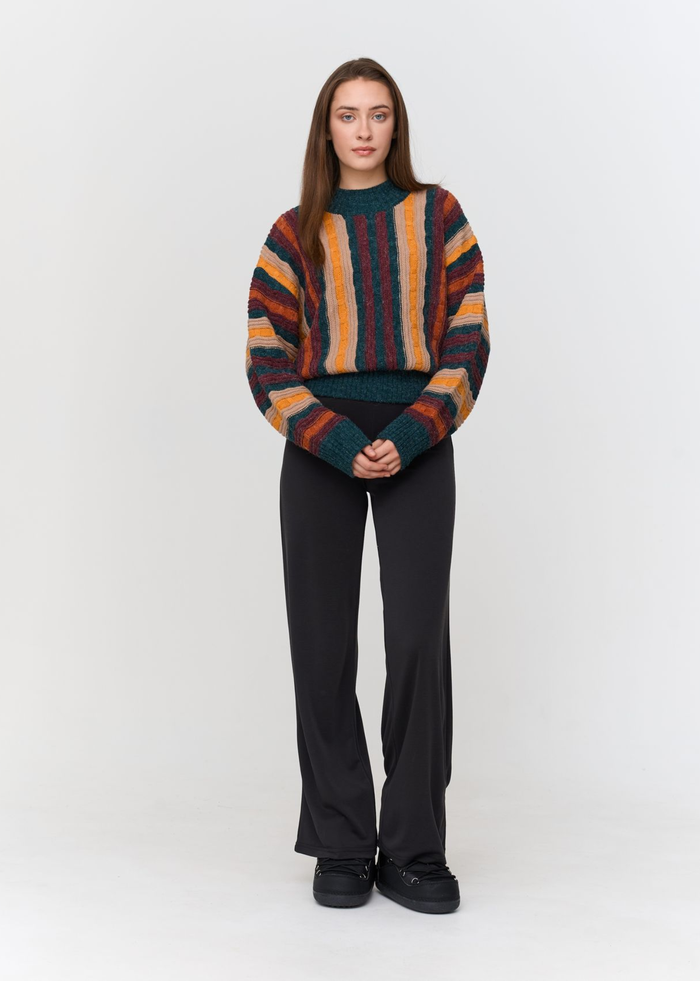 24COLOURS - Textured Striped Knitted Jumper