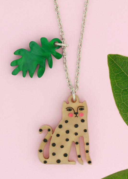 Little Moose - Doodle Leopard Charm Necklace