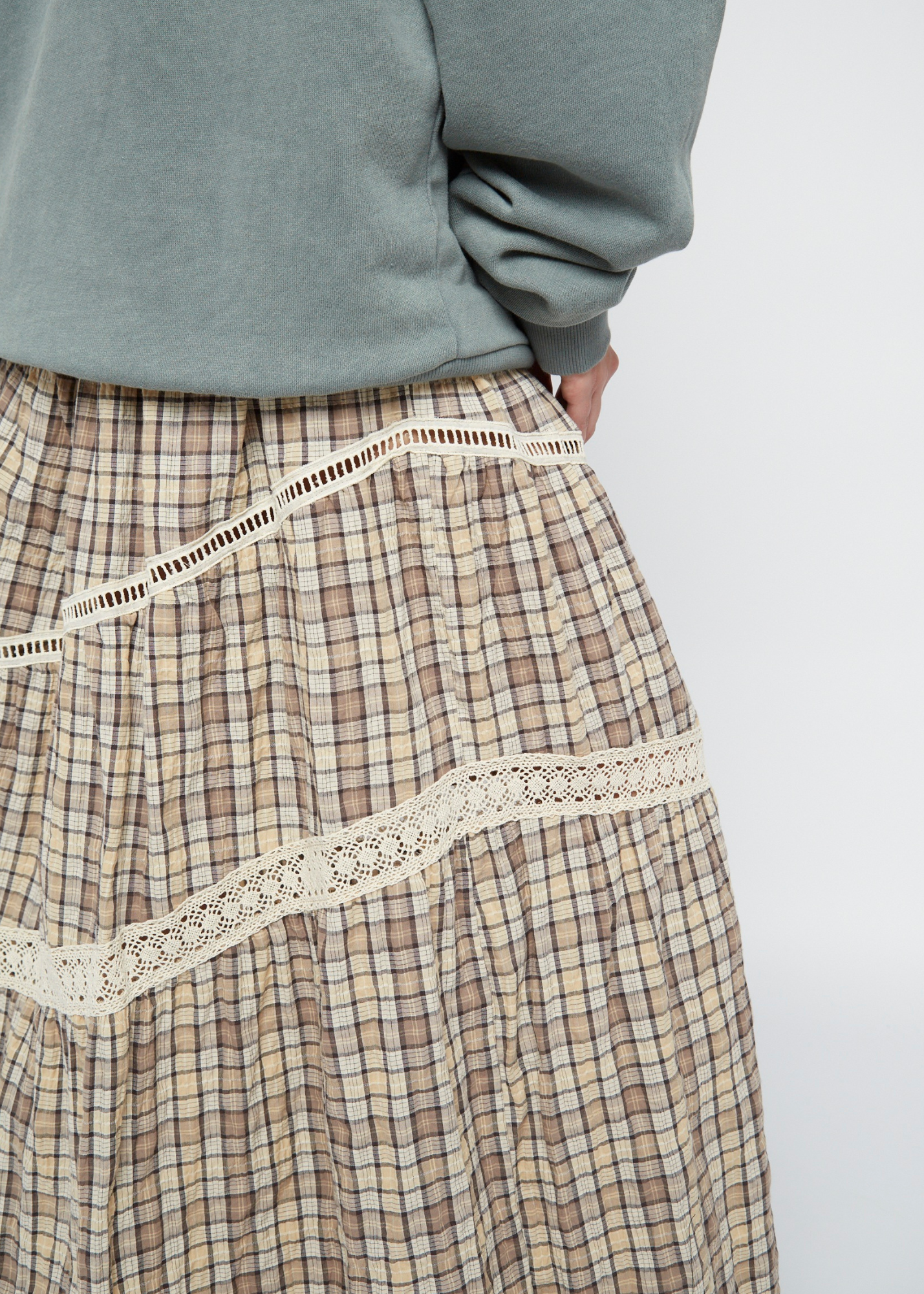 Daisy Street - Clove Check Maxi Skirt