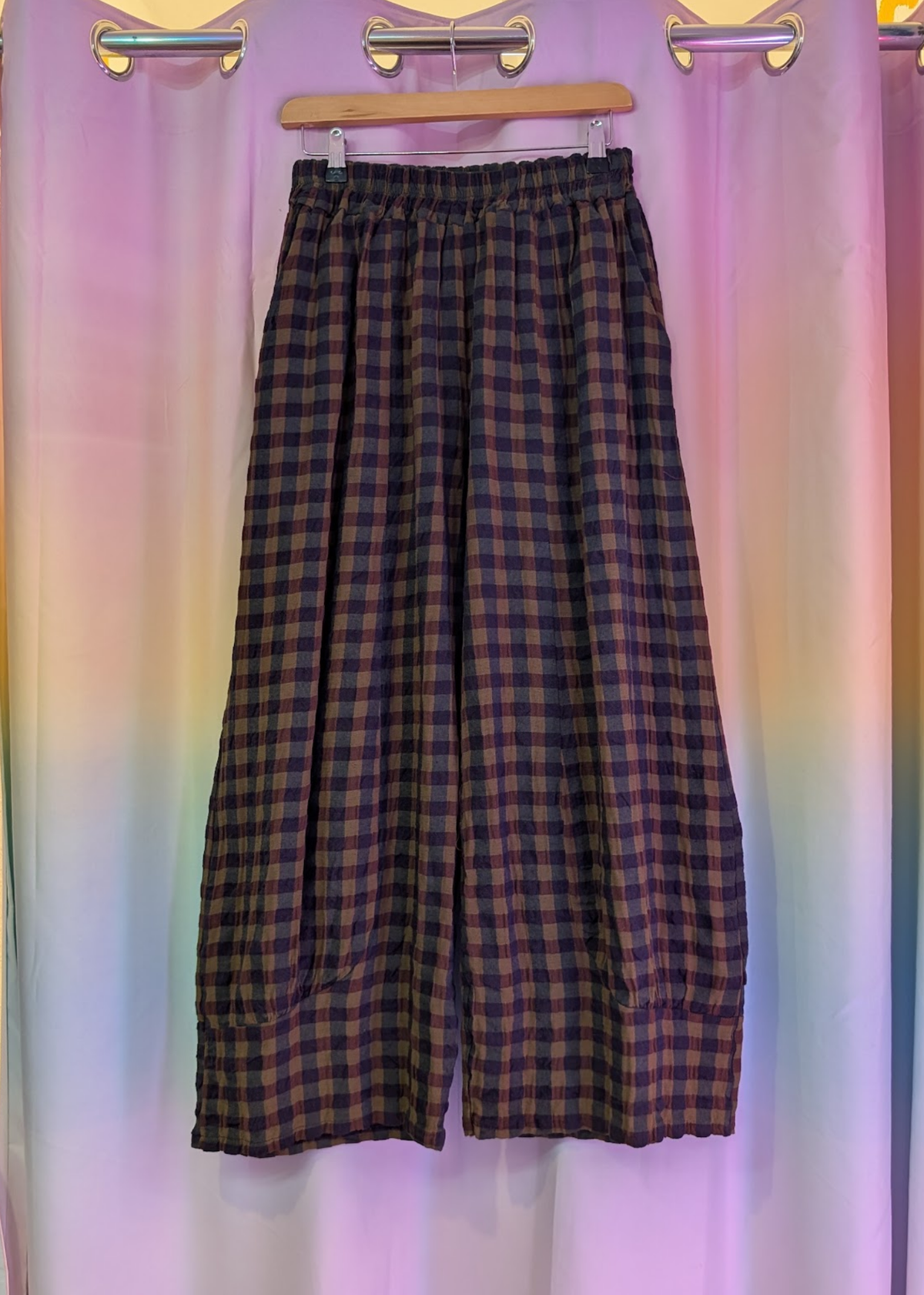 The Edit - Green & Blue Checked Gingham Balloon Trousers