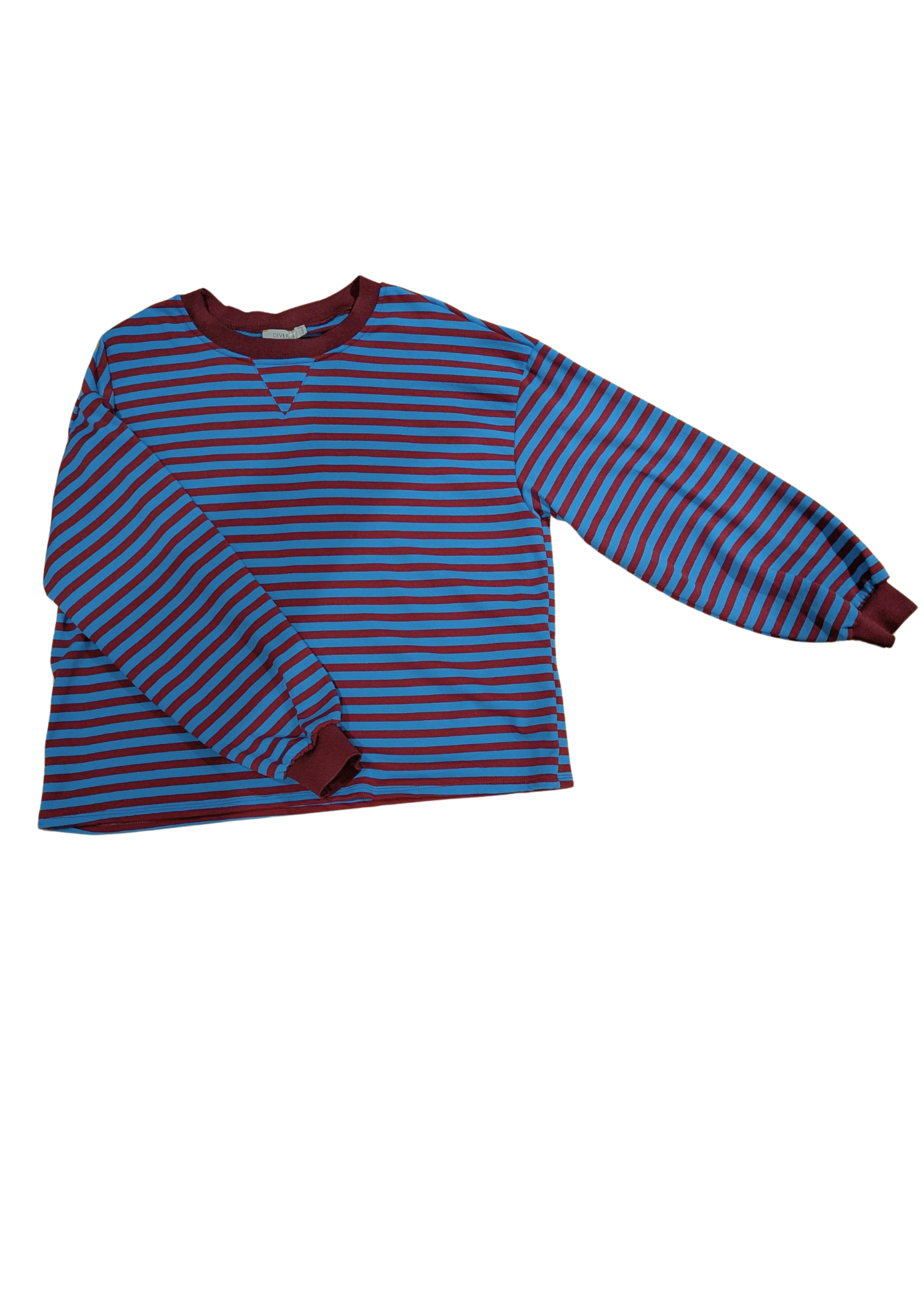 The Edit - Blue & Burgundy Stripe Long Sleeve Top