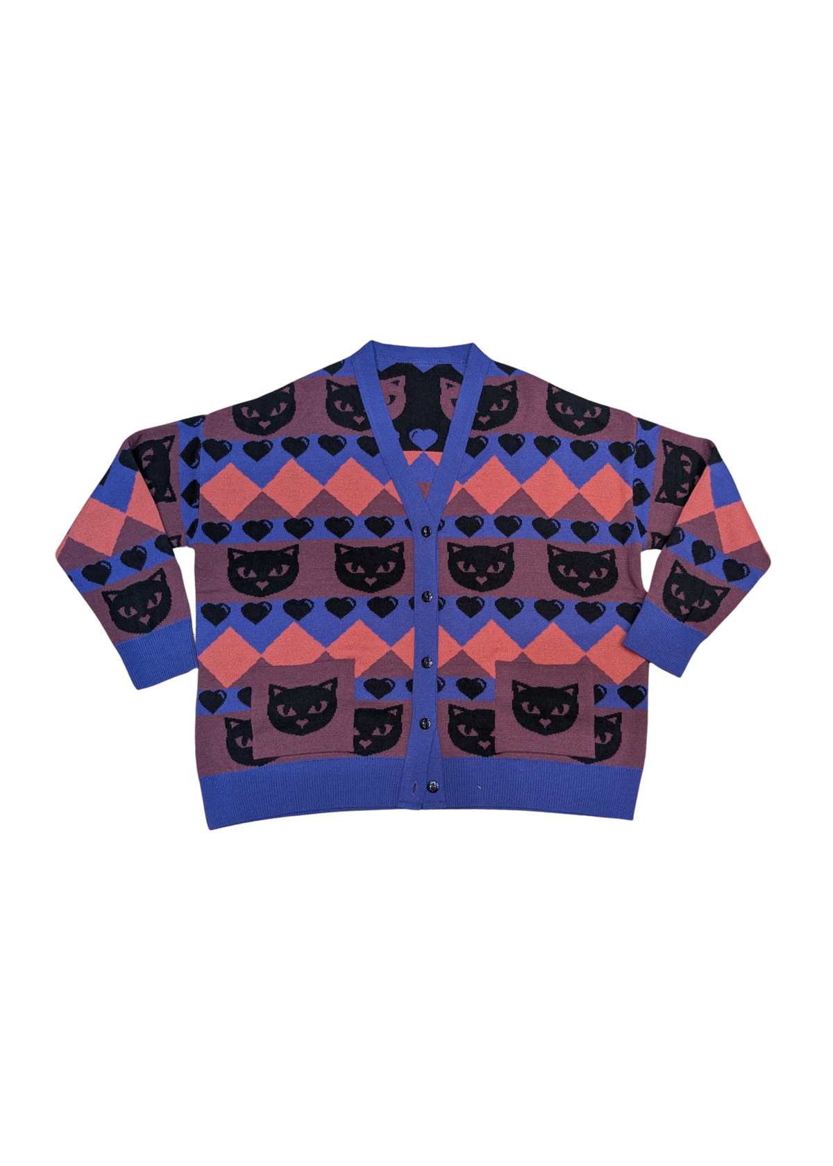Home of Rainbows - Berry & Plum Kitty Knit Cardigan