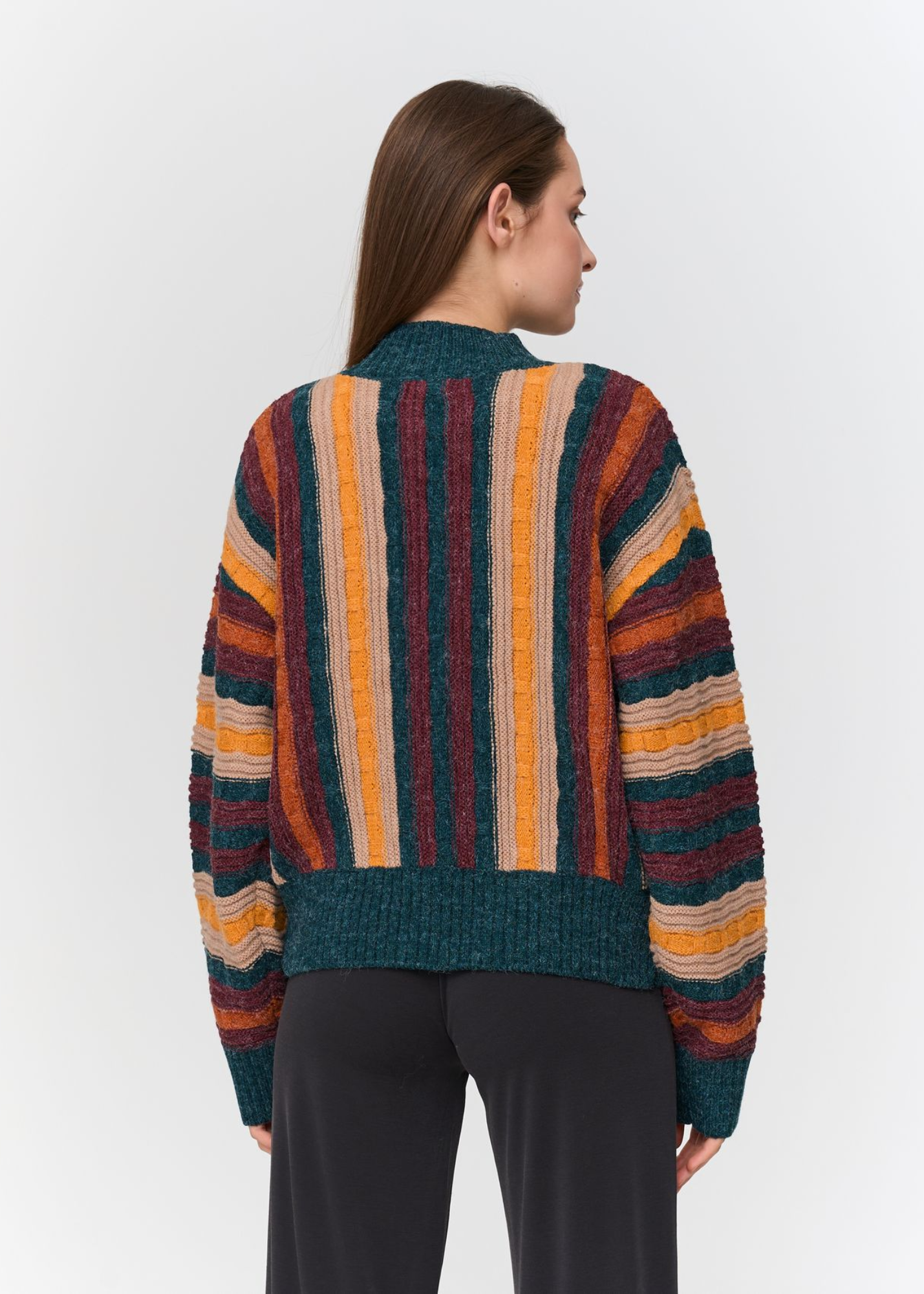 24COLOURS - Textured Striped Knitted Jumper