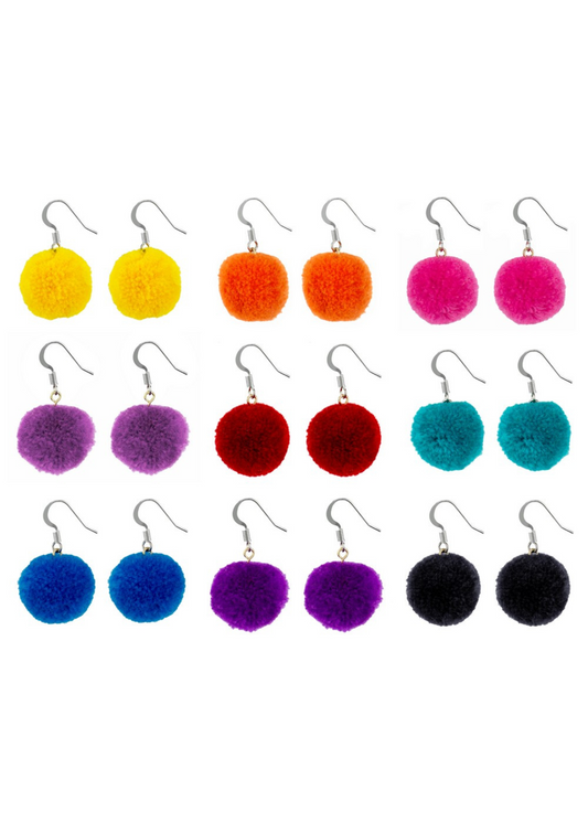 Joe Cool - Colourful Pom Pom Earrings