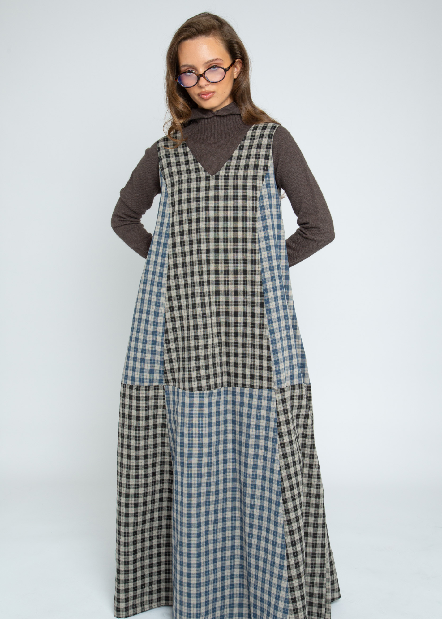 Daisy Street - Patchwork Check Poem Maxi Dress