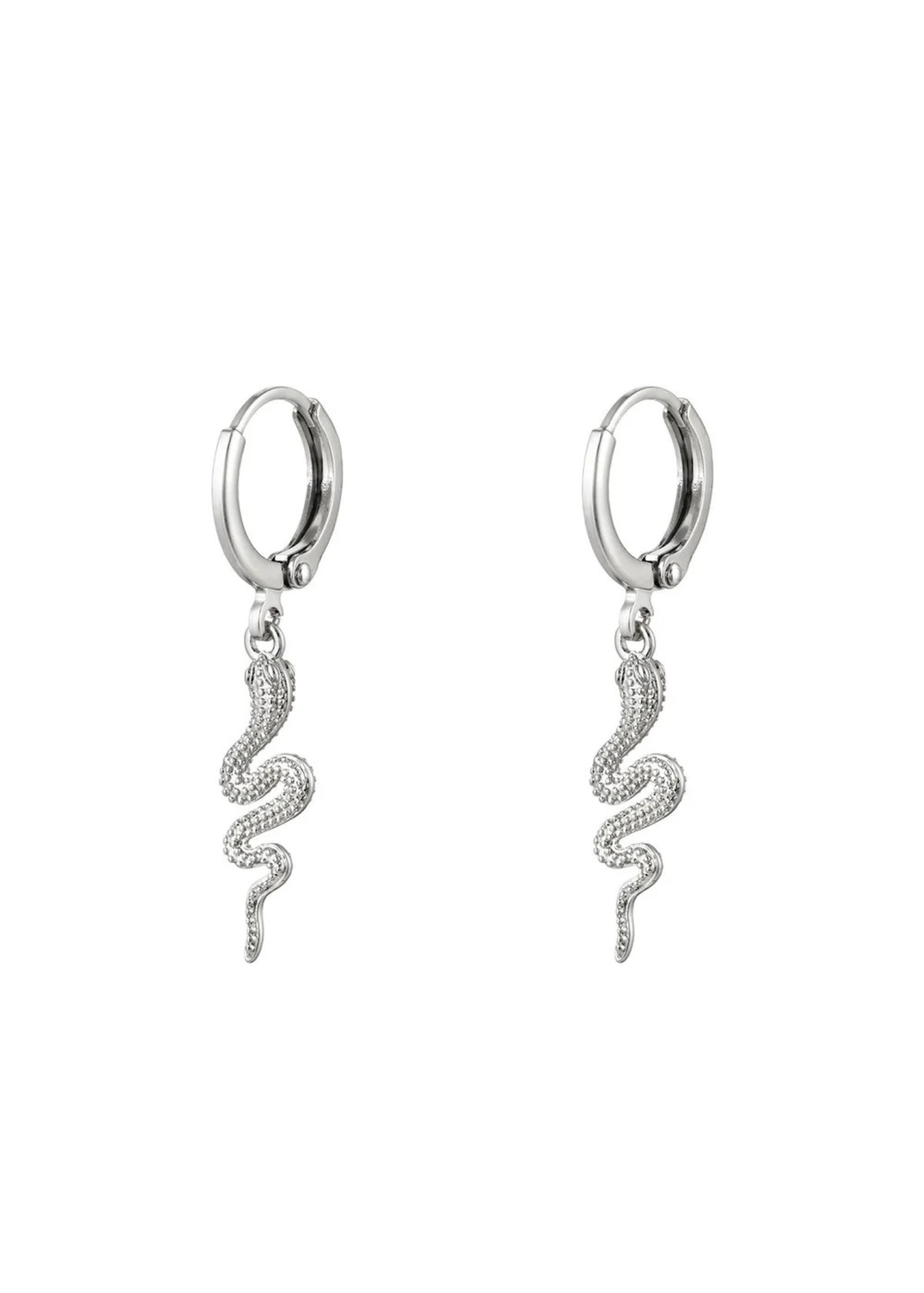 The Edit - Snake Drop Earrings in Silver