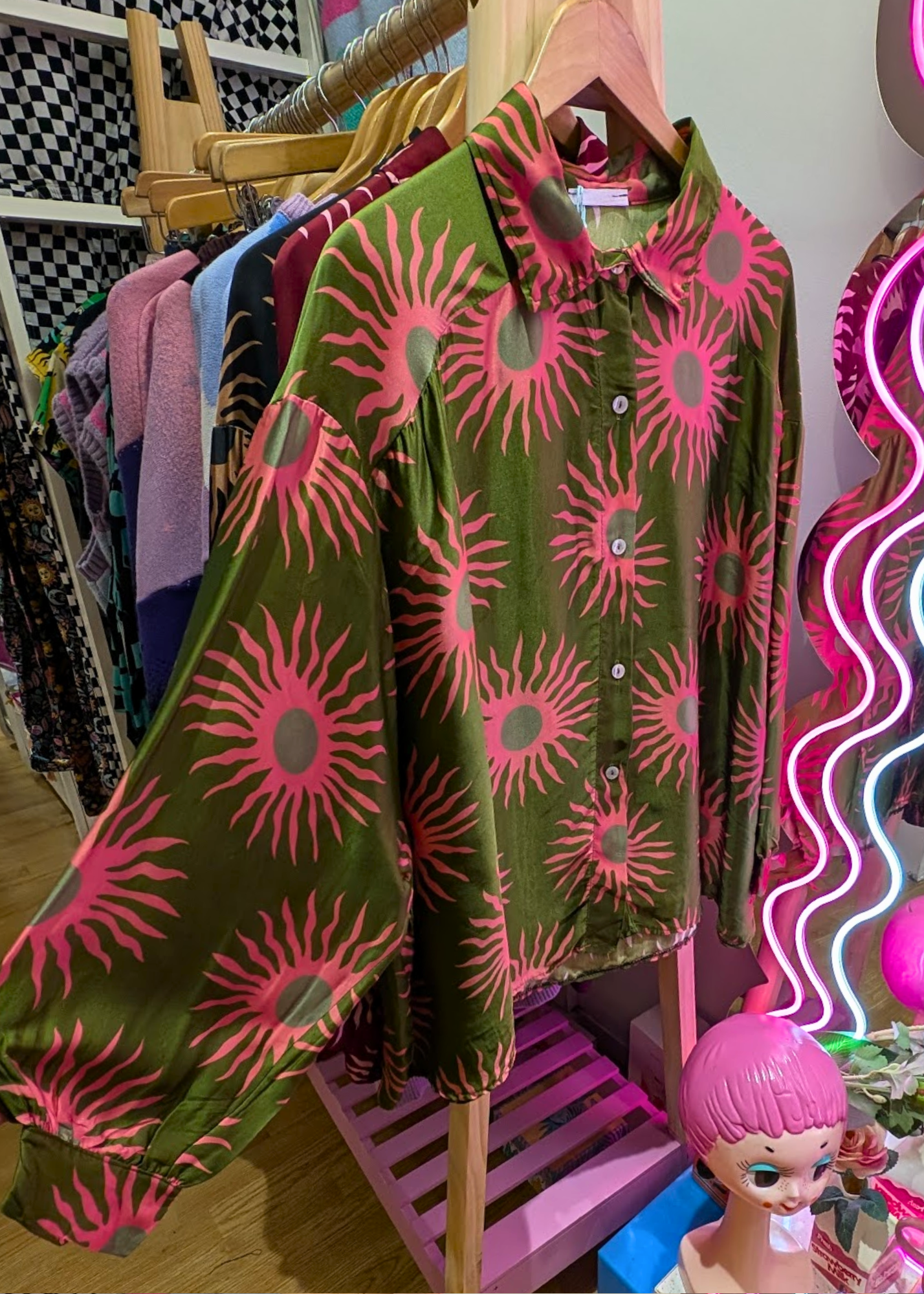 The Edit - Green and Pink Sun Shirt