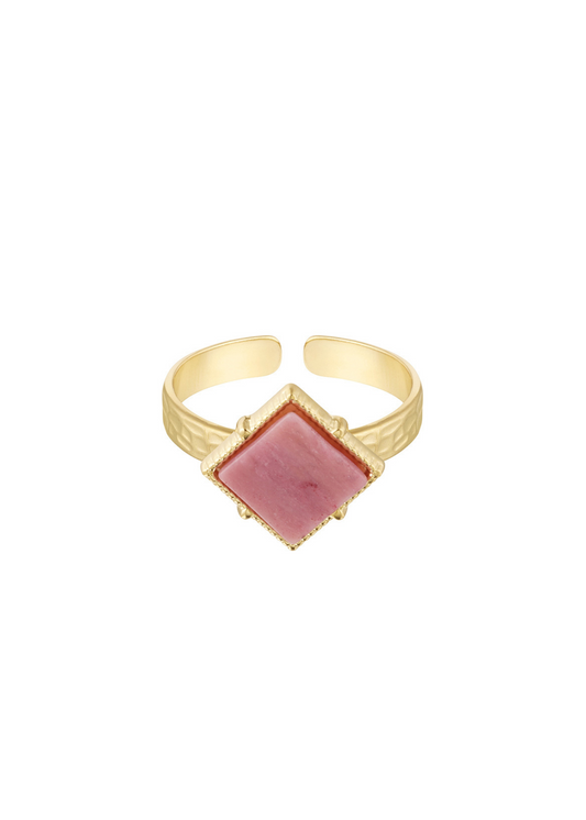 The Edit - Pink Diamond Shaped Stone Ring in Gold