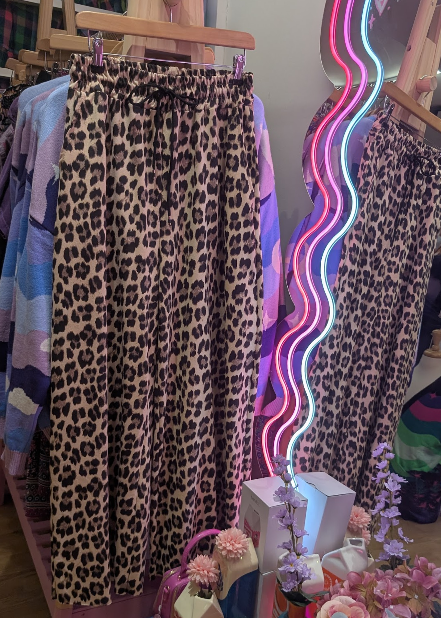 The Edit - Leopard Print Wide Leg Jersey Joggers