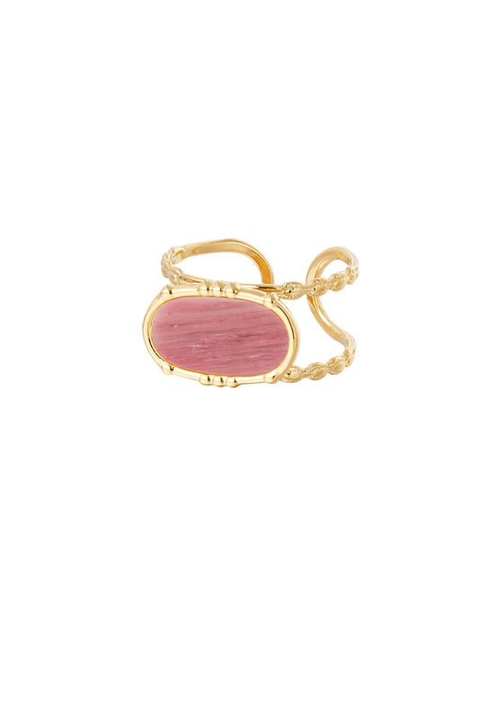The Edit - Mauve Oval Stone Ring in Gold