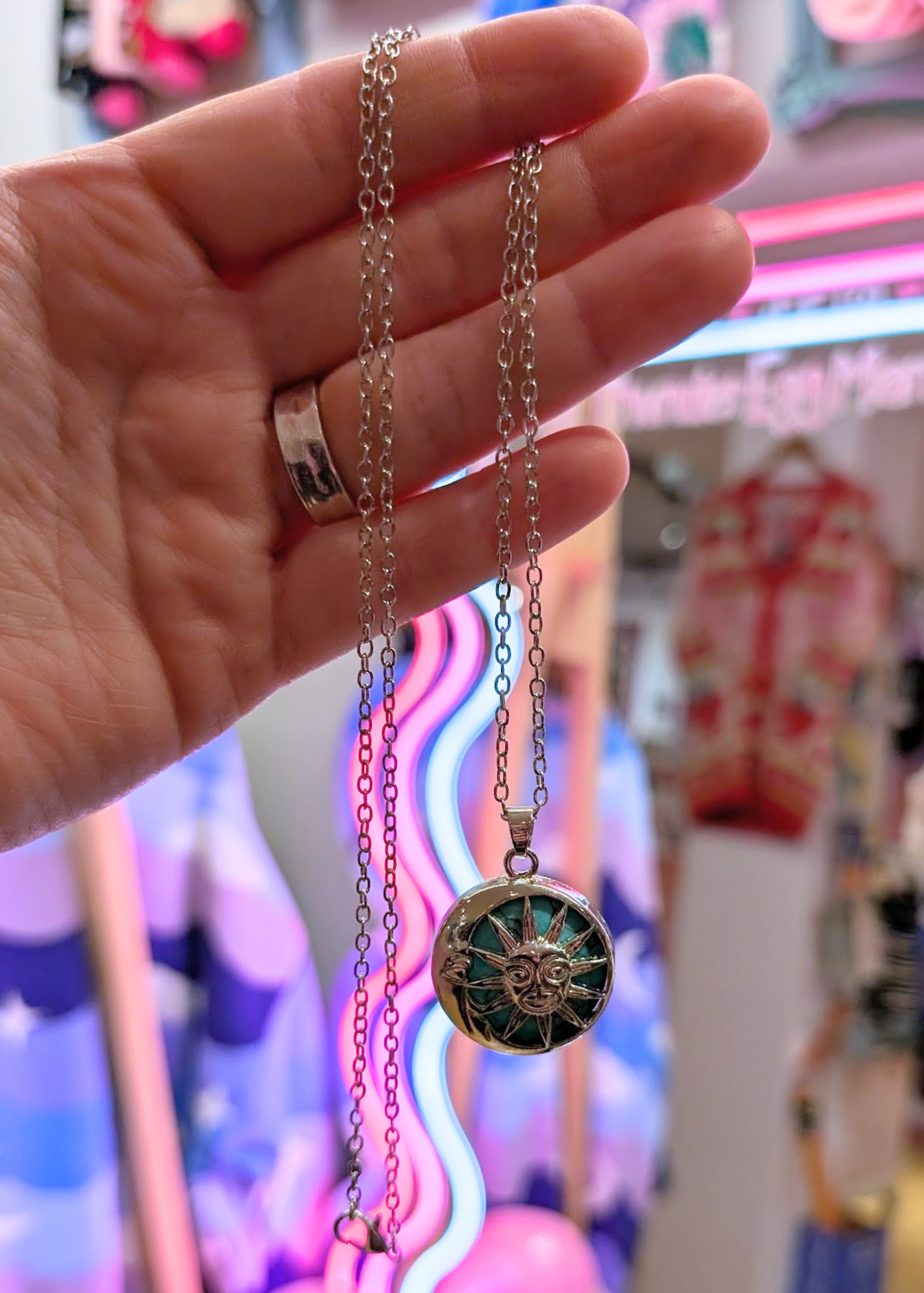 The Edit - Sun & Moon Agate Pendant in Turquoise