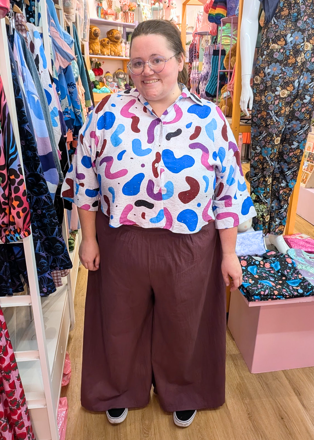 The Edit - Wide Leg Cotton Palazzo Pants in Berry