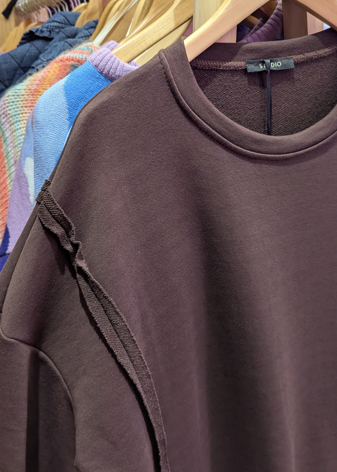 The Edit - Oversized Brown Exposed Seam Sweater
