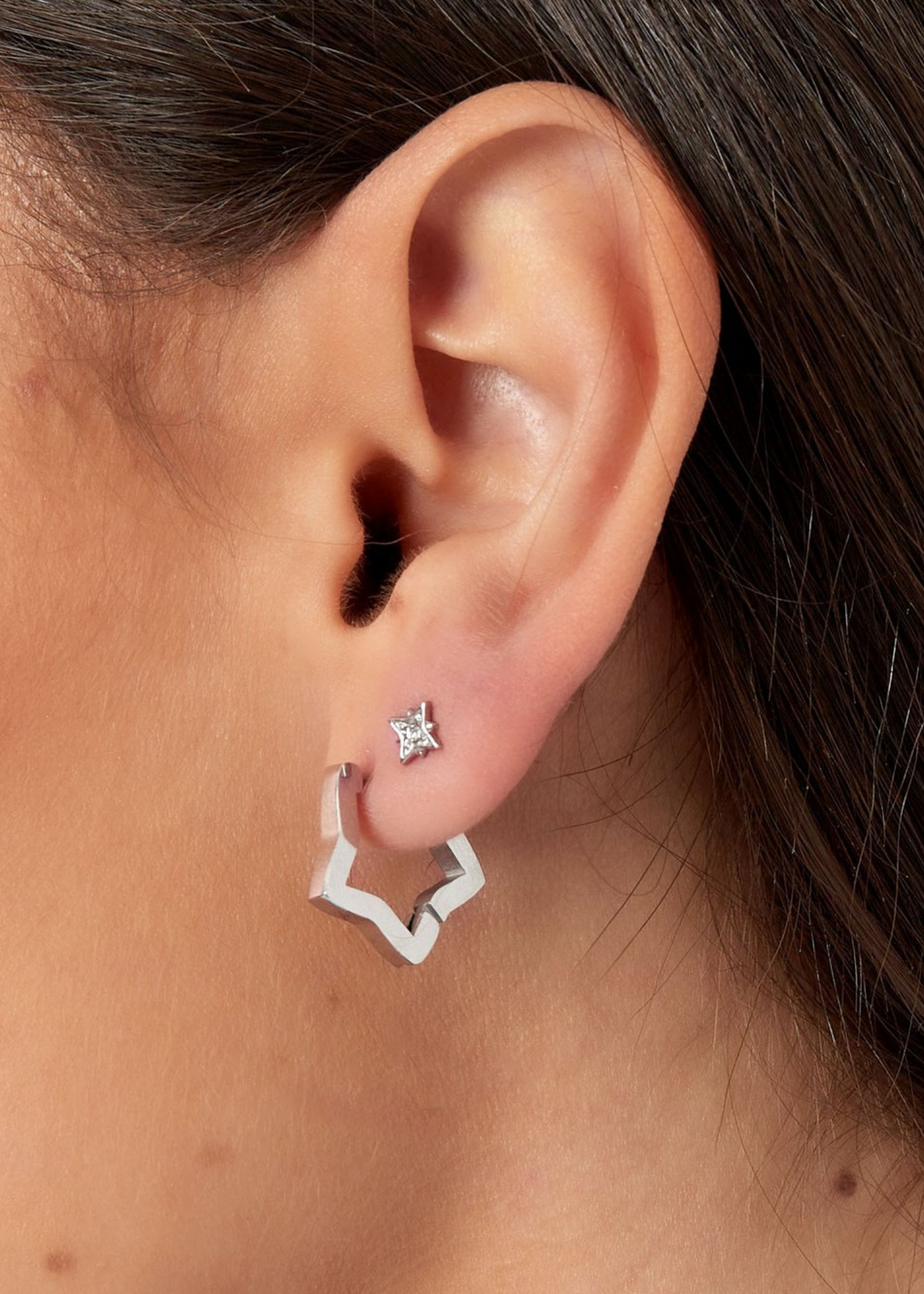 The Edit - Star Shaped Hoop Earrings in Gold