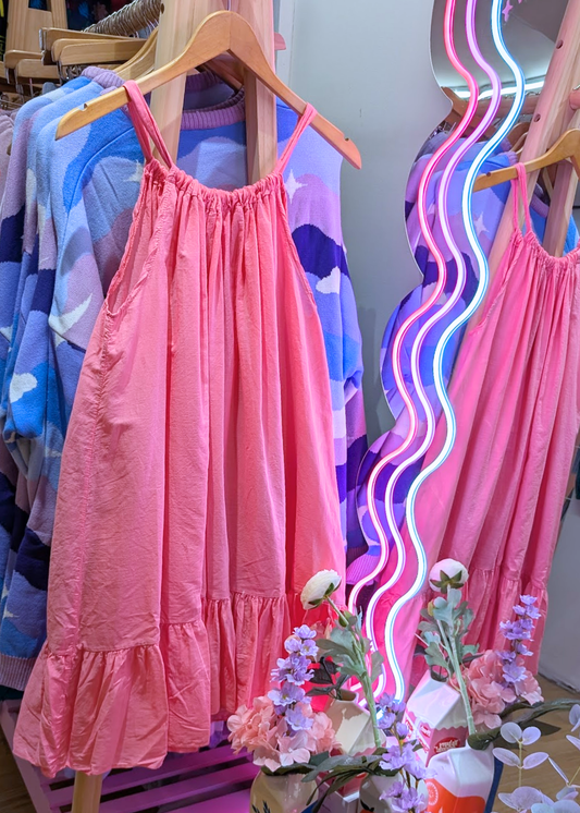 The Edit - Pink Cotton Flared Sun Dress