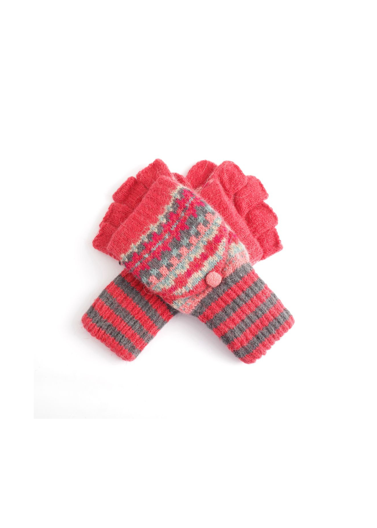 The Edit - Red Geo Pattern Fingerless Gloves
