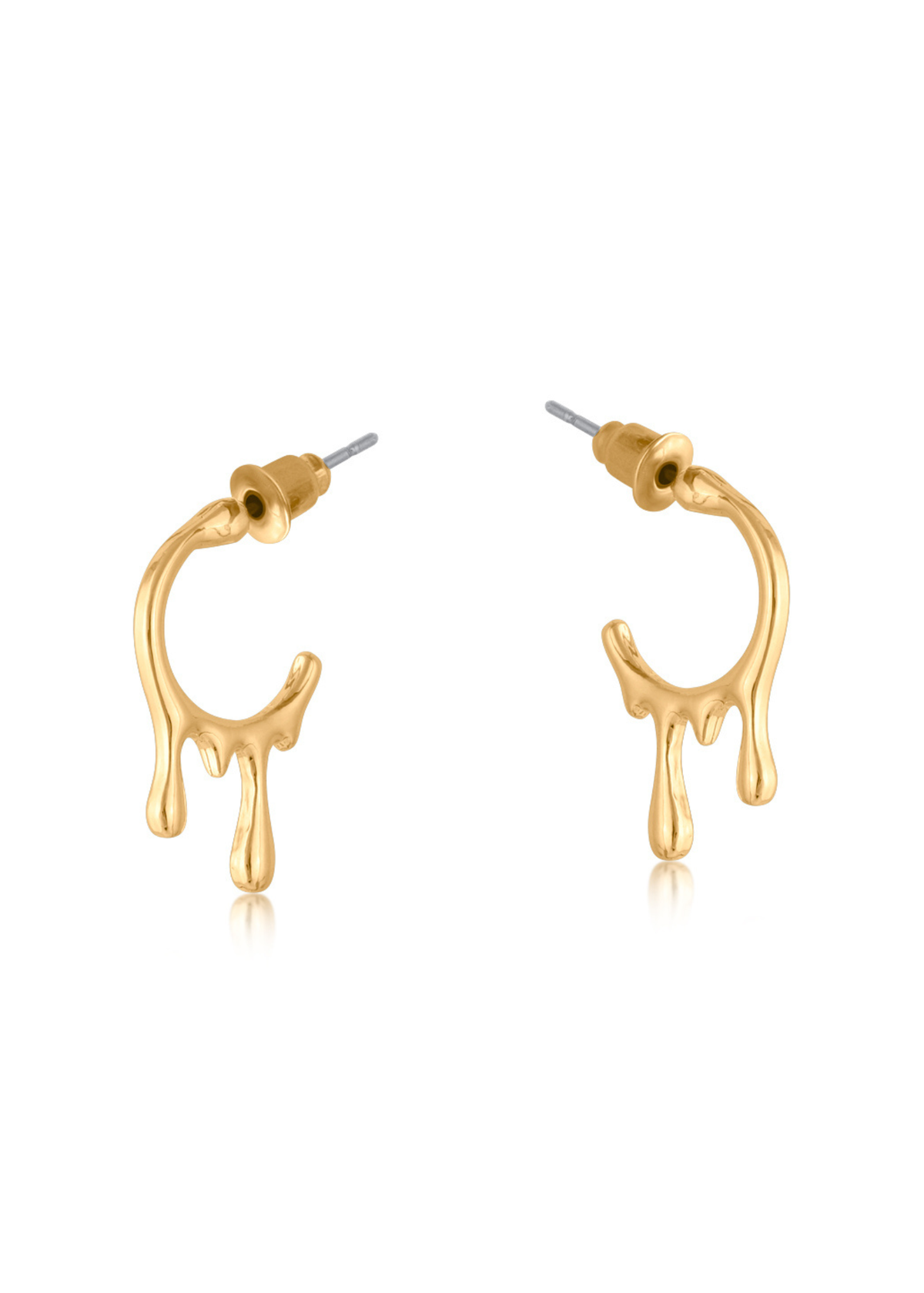 Big Metal London - Mini Drip Hoop Earrings in Gold