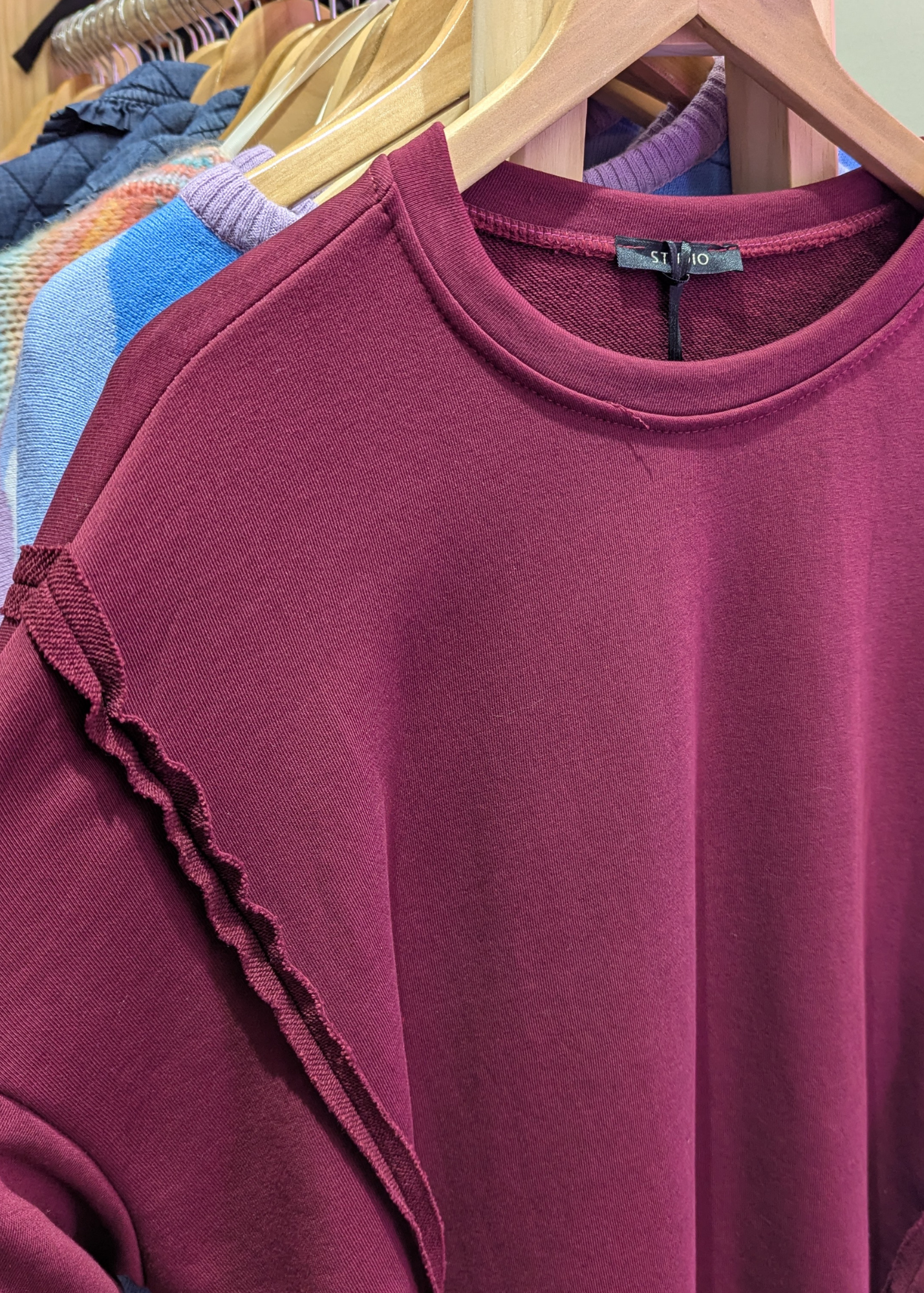 The Edit - Oversized Burgundy Exposed Seam Sweater