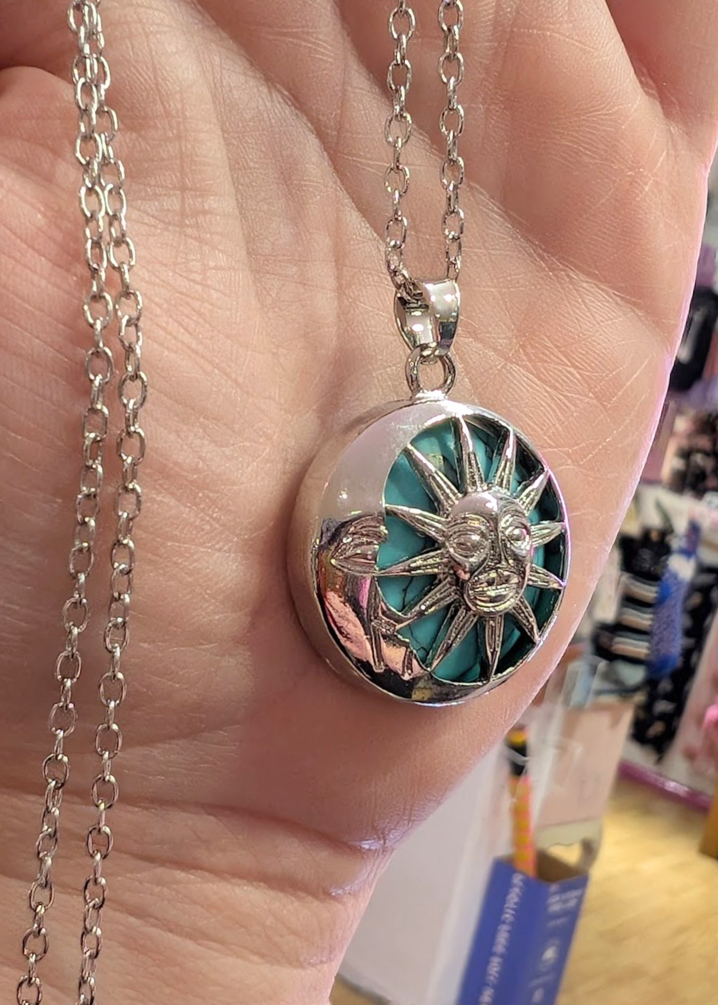 The Edit - Sun & Moon Agate Pendant in Turquoise