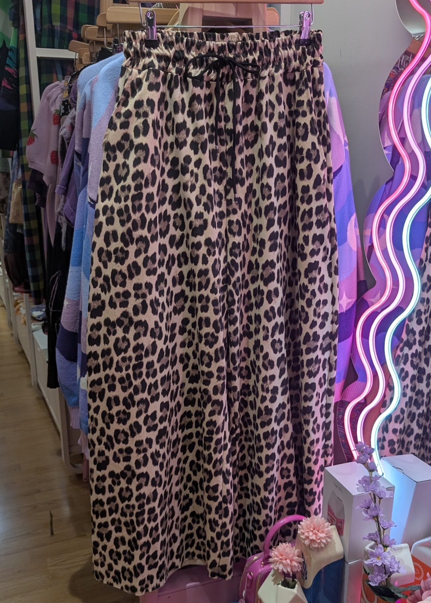 The Edit - Leopard Print Wide Leg Jersey Joggers