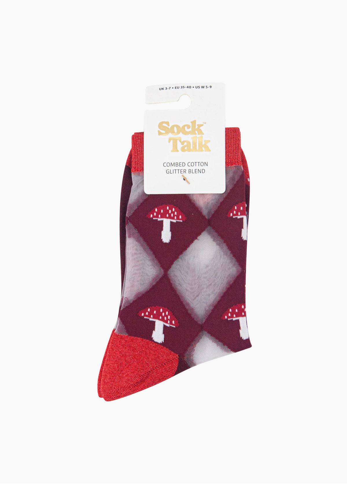Sock Talk - Burgundy Toadstool Sheer Diamond Socks