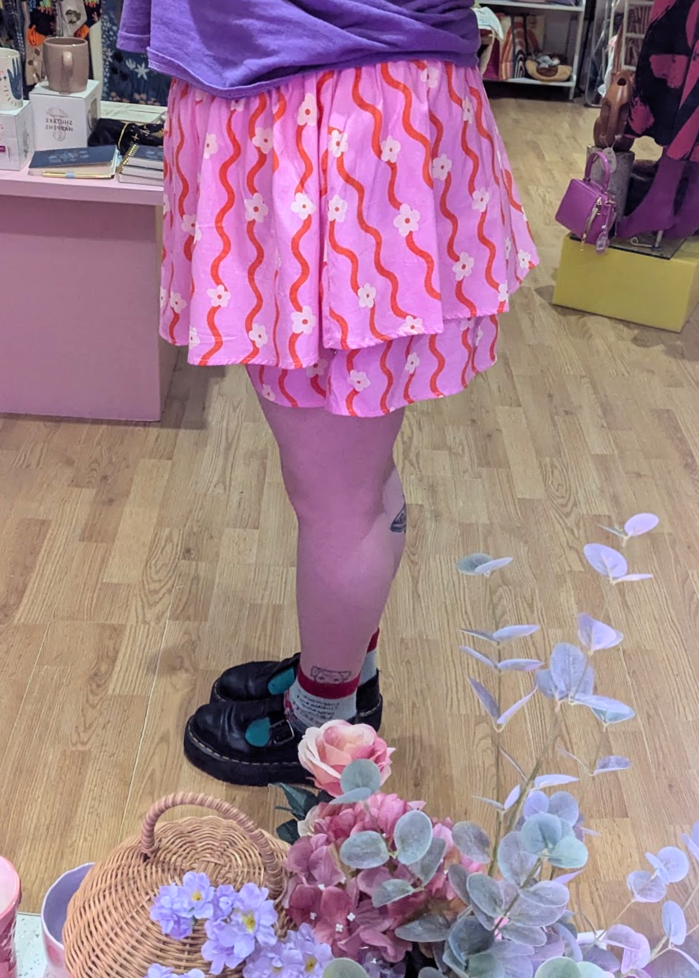 The Edit - Pink Wavy Flower Skort
