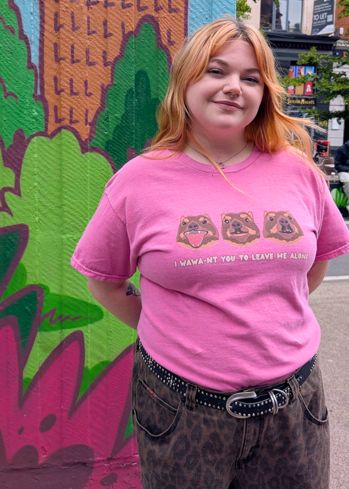 Home of Rainbows - Hyrax 'Leave Me Alone' Tee in Pink