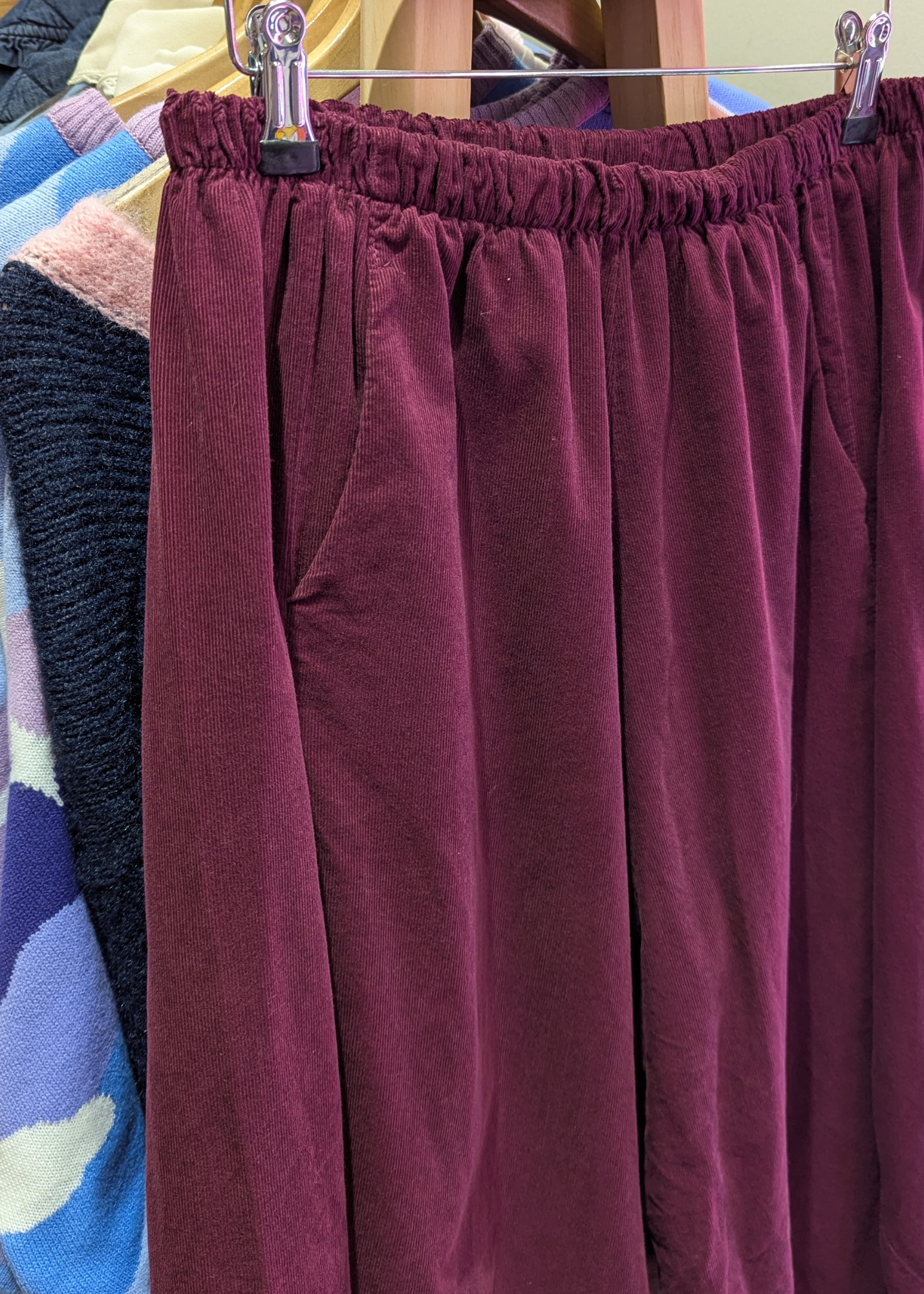 The Edit - Burgundy Needle Cord Cocoon Trousers