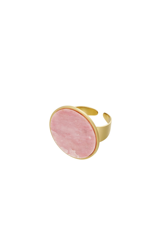 The Edit - Large Round Pink Stone Ring