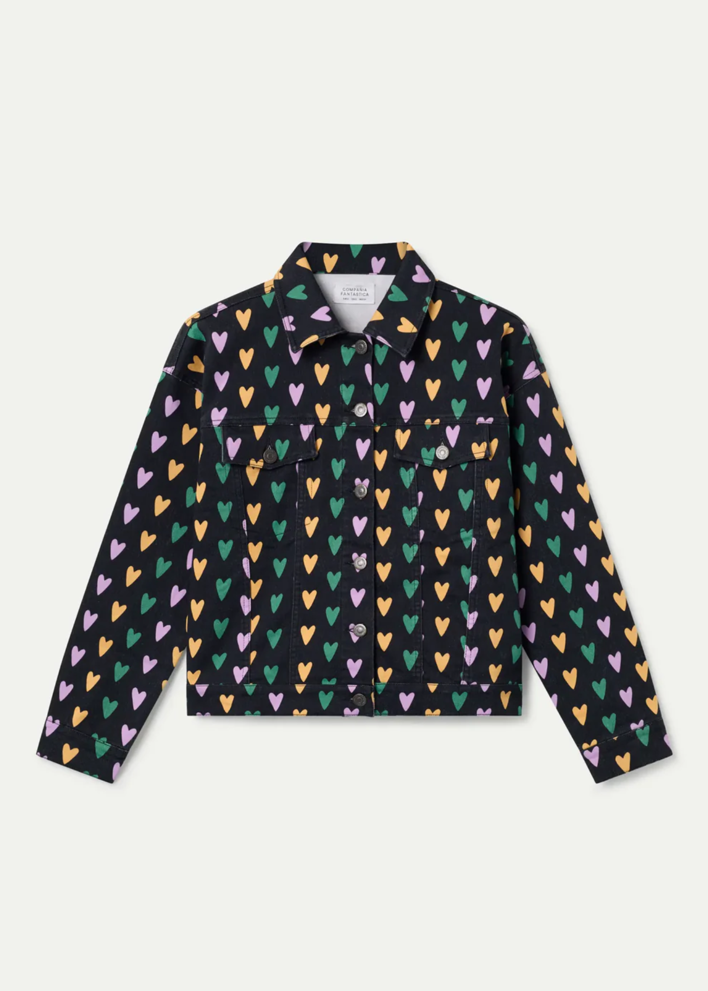 Compañia Fantastica - Pastel Heart Stretch Denim Jacket