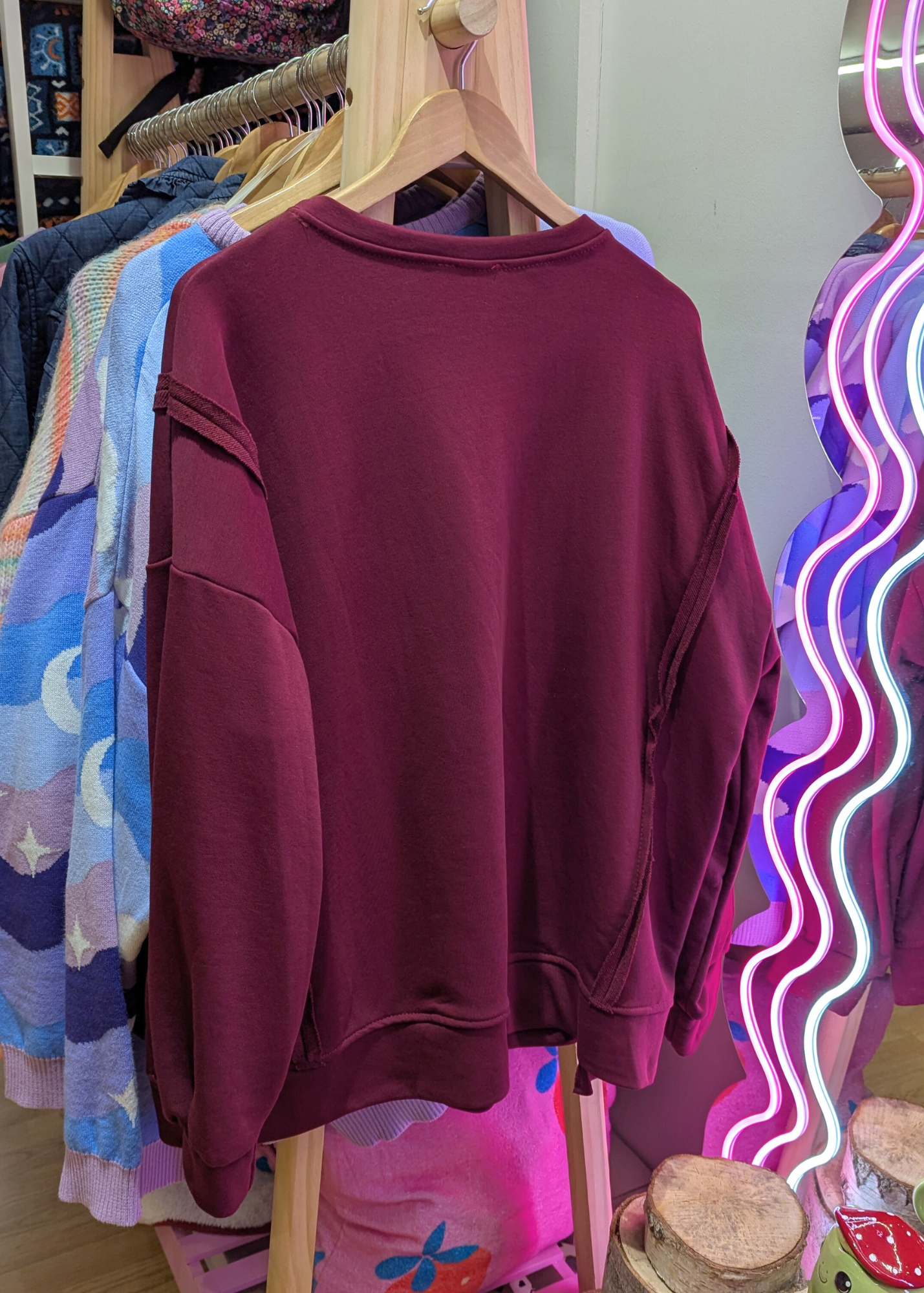The Edit - Oversized Burgundy Exposed Seam Sweater
