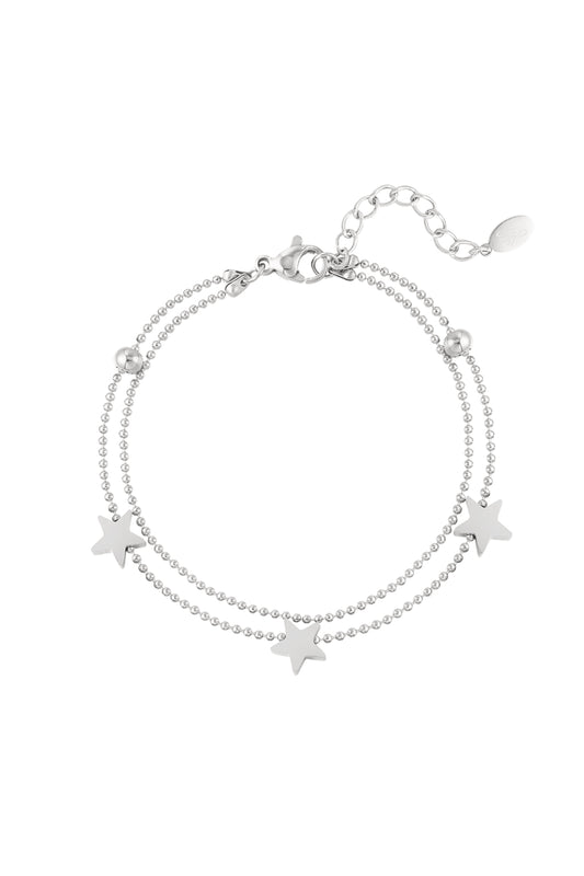 The Edit - Double Star Bracelet in Silver