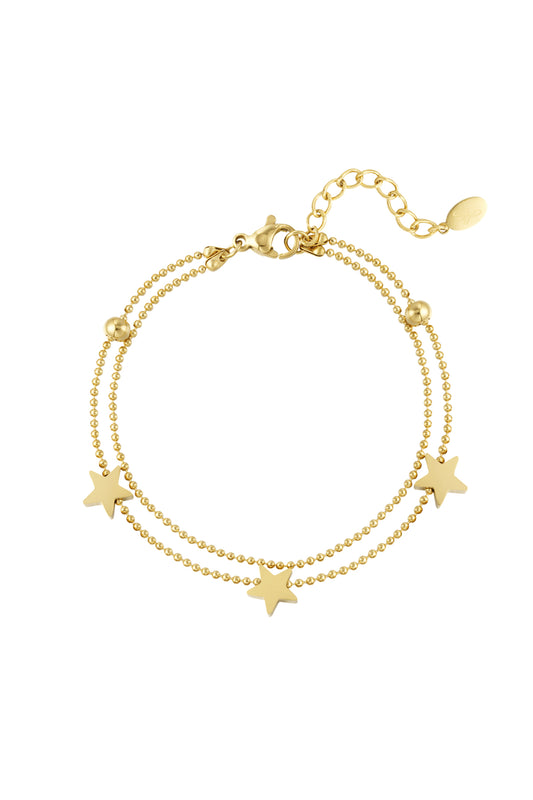 The Edit - Double Star Bracelet in Gold