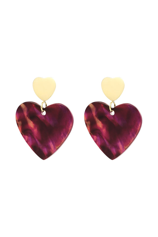The Edit - Double Heart Earrings in Gold and Red