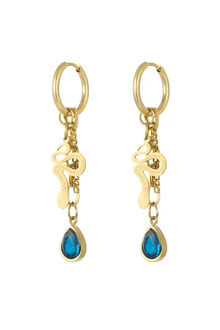 The Edit - Snake Tear Drop Earrings in Gold
