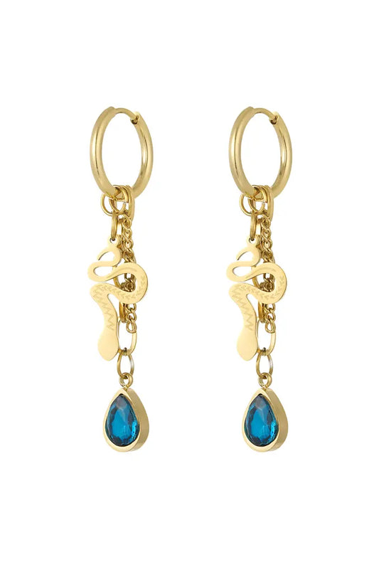 The Edit - Snake Tear Drop Earrings in Gold